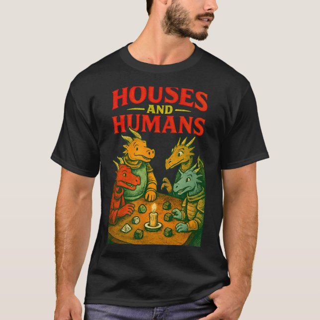 Camiseta Houses And Humans Gaming Funny Rpg Gamer Men Boys  (Anverso)