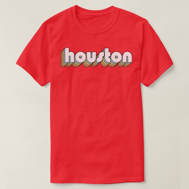 Camiseta Houston Retro estilo de tipografía arcoiris anticu (Diseño del anverso)