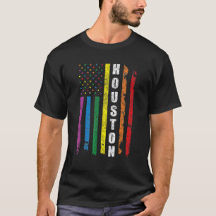 Camiseta Houston Texas Bandera Estadounidense Rainbow Gay L