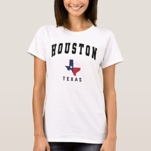 Camiseta Houston, Texas Bandera Mapa Mujer Blanca