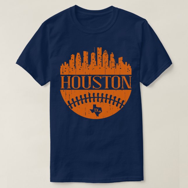 Camiseta Houston Texas Baseball City Skyline Cityscape Retr (Diseño del anverso)