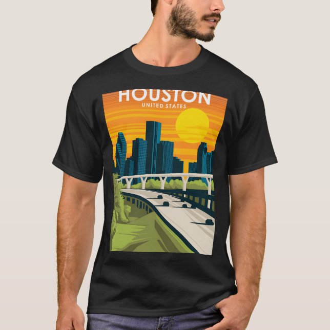 Camiseta Houston Texas Estados Unidos Vintage Minimal City  (Anverso)