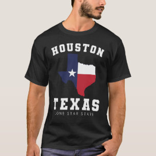 Camiseta Houston, Texas Flag Map Hombres Black