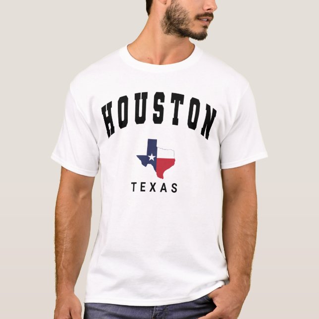 Camiseta Houston, Texas Flag Map White (Anverso)