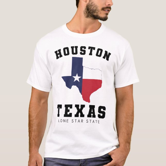 Camiseta Houston, Texas Flag Map White (Anverso)
