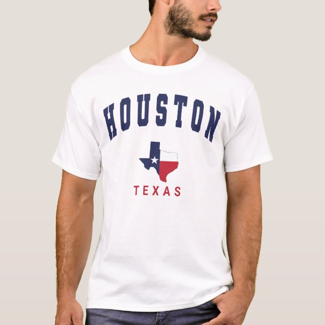 Camiseta Houston, Texas Flag Map White (Anverso)
