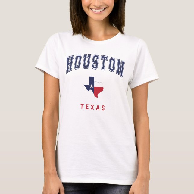 Camiseta Houston, Texas Flag Map Women's White (Anverso)