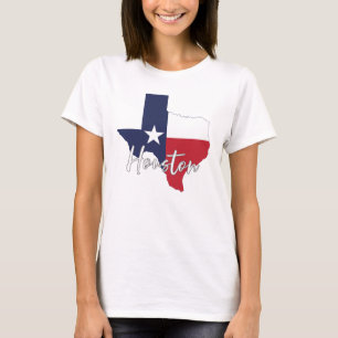 Camiseta Houston, Texas Flag Map Women's White