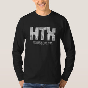 Camiseta Houston Texas HTX Vintage Negro y Blanco Panorama