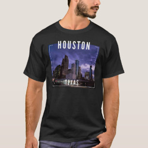Camiseta Houston Texas Watercolor Skyline - Estado del hoga