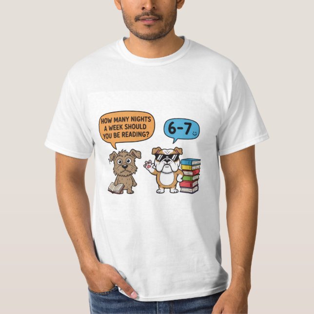 Camiseta How Many Nights a Week Should You Be Reading? dog (Anverso)