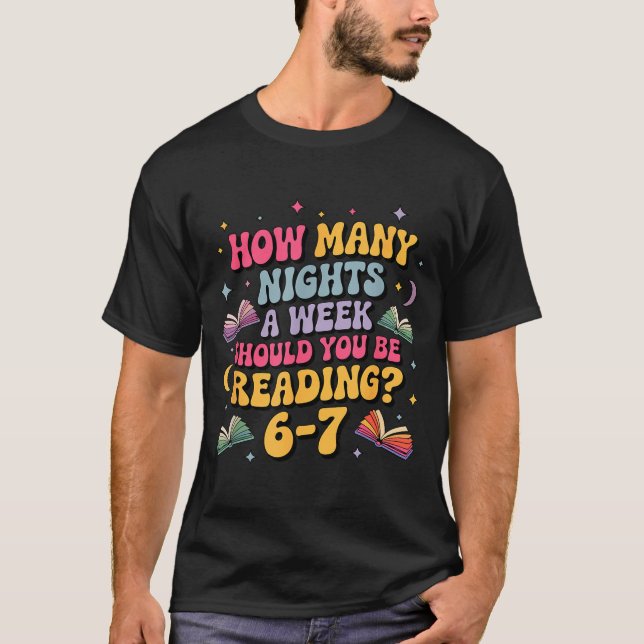 Camiseta How Many Nights Reading 67 Meme Six Seven Teacher  (Anverso)