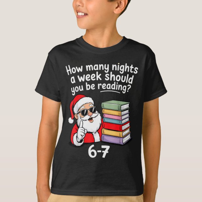 Camiseta How Many Nights Reading Teacher 67 Christmas Six S (Anverso)