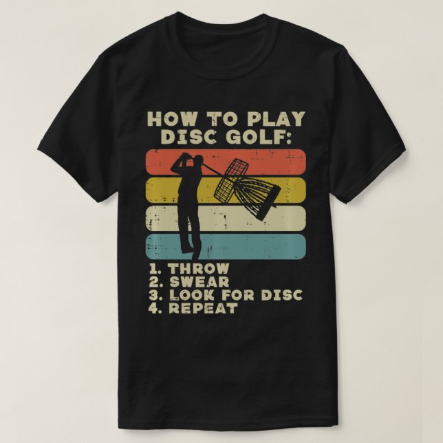 Camiseta How To Play Disc Golf Sunset Retro Frisbee Golfing (Diseño del anverso)