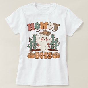 Camiseta Howdy Boss Western Boo Ghost Halloween