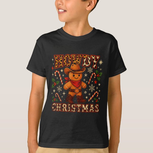 Camiseta Howdy Christmas Cowboy Gingerbread Design  (Anverso)