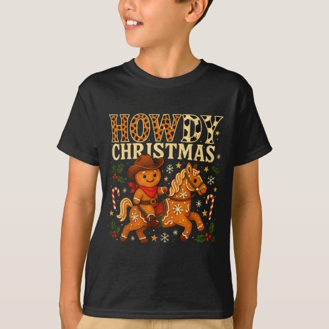 Camiseta Howdy Christmas Cowboy Gingerbread Design  (Anverso)