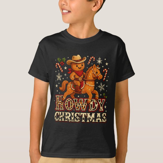Camiseta Howdy Christmas Cowboy Gingerbread Design  (Anverso)