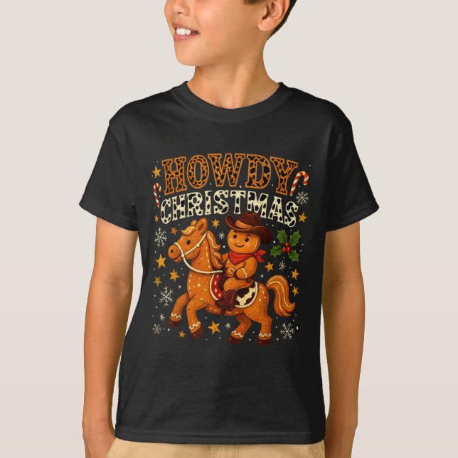 Camiseta Howdy Christmas Cowboy Gingerbread Design  (Anverso)