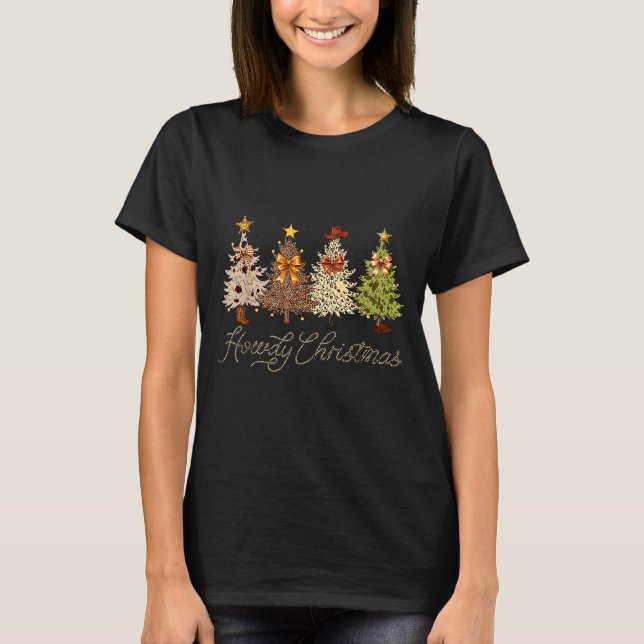 Camiseta Howdy Christmas Tree Coquette Bow Western Cowboy C (Anverso)