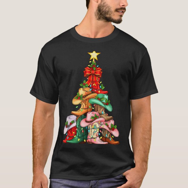 Camiseta Howdy Christmas Tree Western Cowgirl Boots Xmas Li (Anverso)