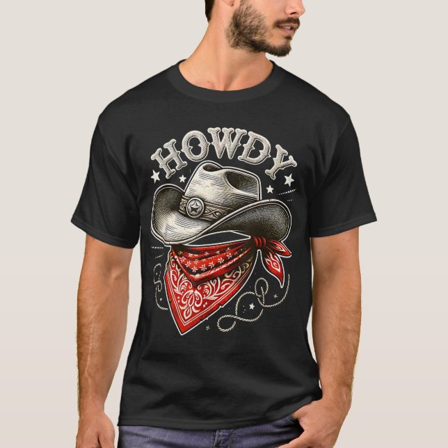 Camiseta Howdy Cowboy Gorra Western (Anverso)