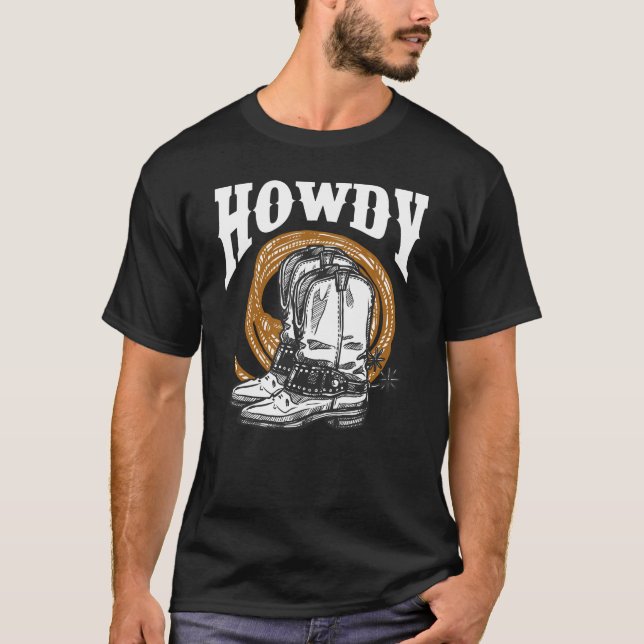 Camiseta Howdy Cowboy Wild West Lasso arranca Rodeo (Anverso)