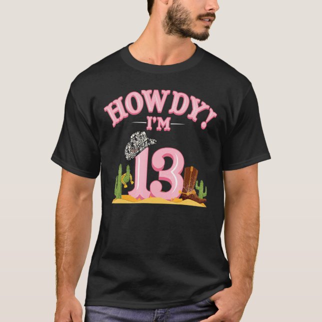Camiseta Howdy Cowgirl 13° cumpleaños País Occidental Sur (Anverso)