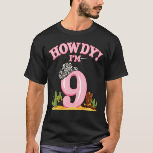 Camiseta Howdy Cowgirl 9º cumpleaños País Occidental Sureño