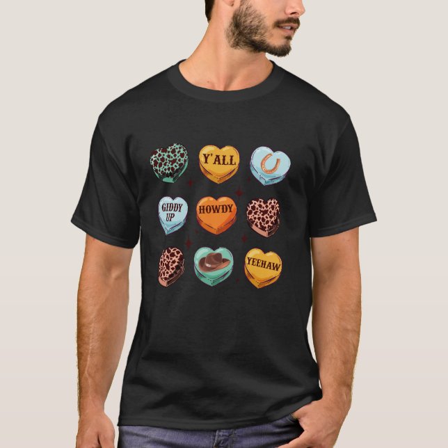 Camiseta Howdy Día de San Valentín Western Cowboy Cowgirl L (Anverso)