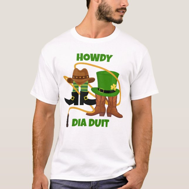 Camiseta HOWDY DIA DUIT Cowboy St Patricks Day (Anverso)