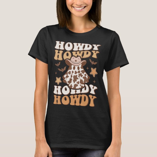 Camiseta Howdy Ghost Cowboy Gorra Ts Rodeo Western Hallowee (Anverso)