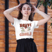 Howdy Ghouls Retro Funny Halloween Cowboy Ghost