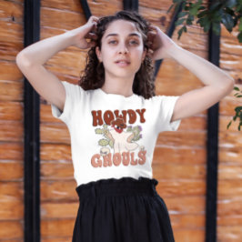 Camiseta Howdy Ghouls Retro Funny Halloween Cowboy Ghost