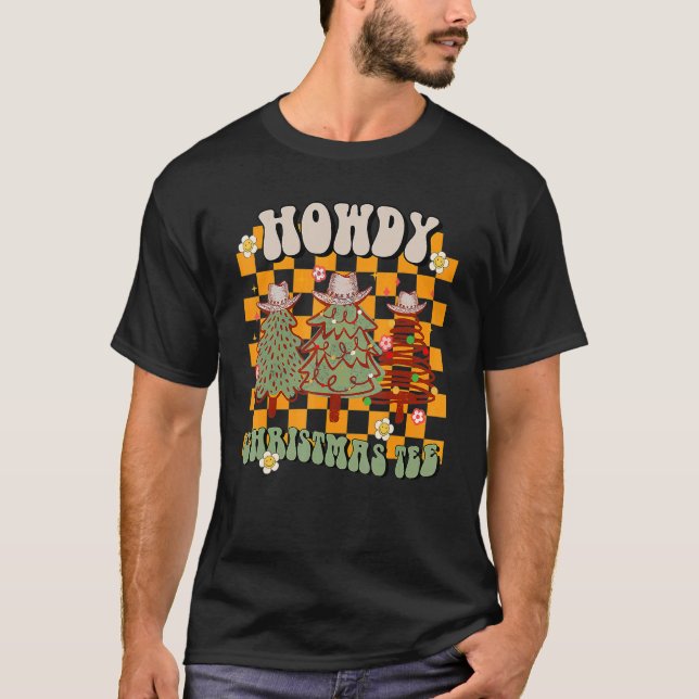 Camiseta Howdy Navidades Groovy Merry Xmas Piel de vaca Ret (Anverso)
