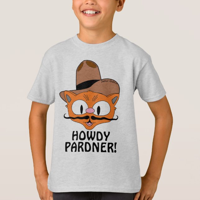 Camiseta ¡HOWDY PARDNER! Gato Cowboy (compañero de Howdy) (Anverso)