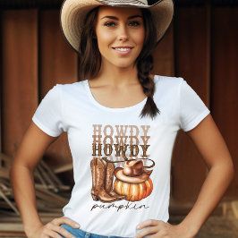 Camiseta Howdy Pumpkin Cowgirl T-Shirt Occidental