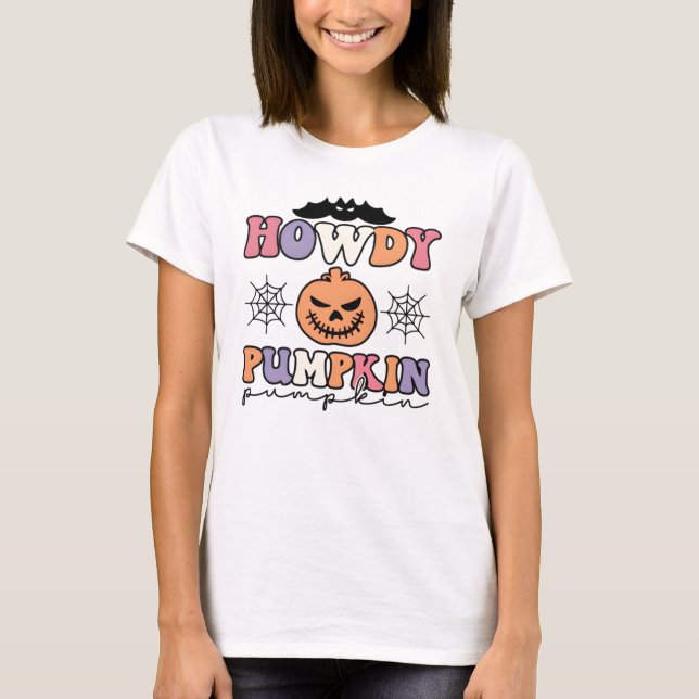 Camiseta Howdy Pumpkin T-Shirt | Halloween occidental espel (Anverso)