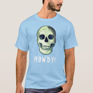 Camiseta ¡HOWDY! Skull moderno divertido y espeluznante hum