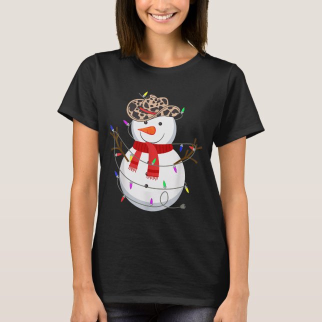 Camiseta Howdy Snowman Funny Cowboy Hat Western Christmas 2 (Anverso)