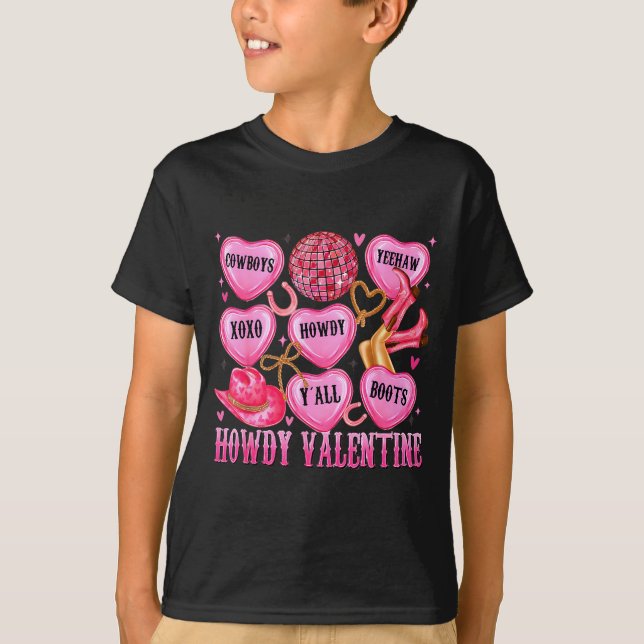 Camiseta Howdy Valentine Western Cowgirl Hearts Candy Women (Anverso)