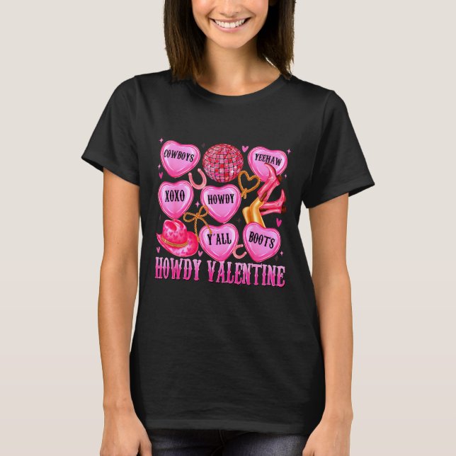 Camiseta Howdy Valentine Western Cowgirl Hearts Candy Women (Anverso)