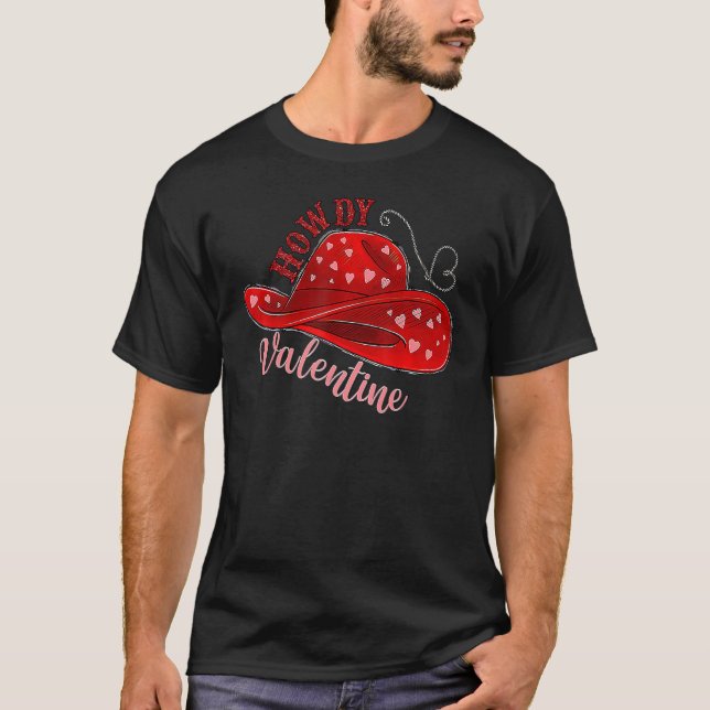 Camiseta Howdy Valentine Xoxo Gorra de Vaca Occidental Vale (Anverso)