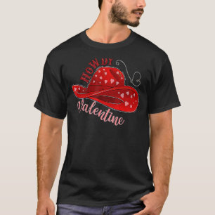 Camiseta Howdy Valentine Xoxo Gorra de Vaca Occidental Vale