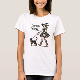 Camiseta Howdy Witch Cat Halloween Funny Retro