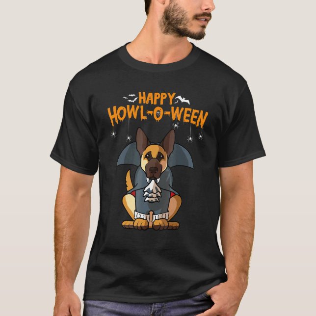 Camiseta Howl-O-Ween German Shepherd Costume Halloween (Anverso)