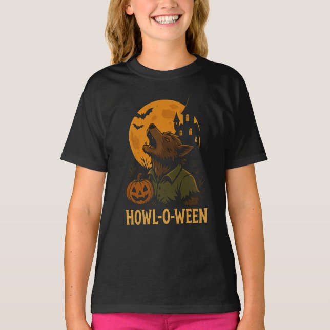Camiseta Howl-O-Ween Halloween - Funny Werewolf Pu (Anverso)