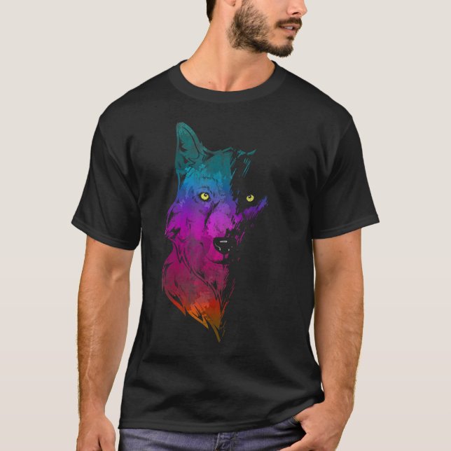 Camiseta Howl Wildlife Forest Animal Predator Retrato Colo (Anverso)