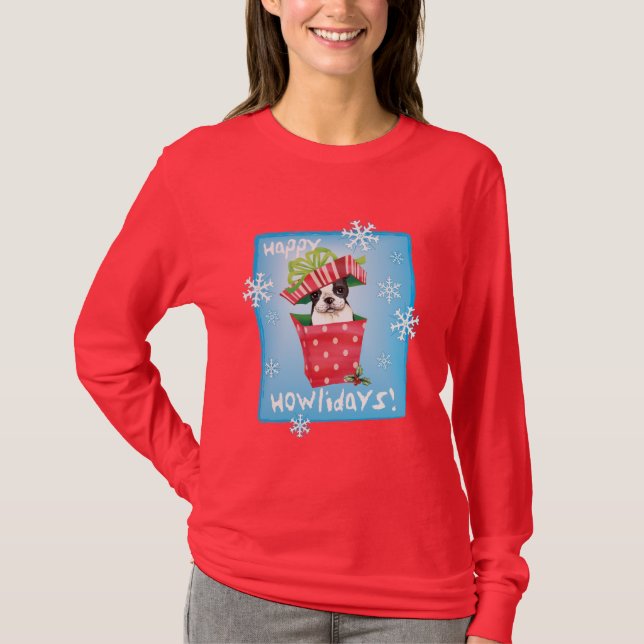 Camiseta Howliday feliz Boston Terrier (Anverso)