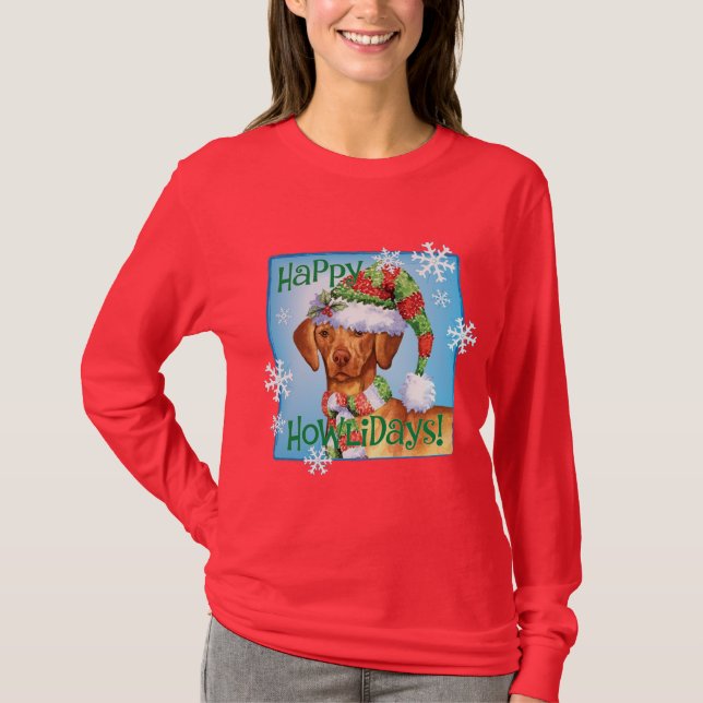 Camiseta Howlidays feliz Vizsla (Anverso)